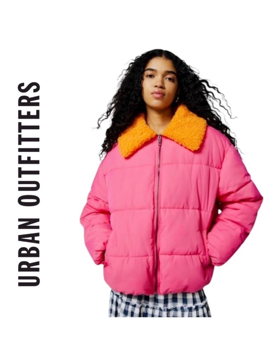 Urban Outfitters Jackets & Blazers - Urban Outfitters Neon Pink Duckie Faux Shearling Women Small Puffer Jacket NEW